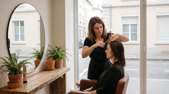Exemple de site pour coiffeur, beauté, vu sur un téléphone