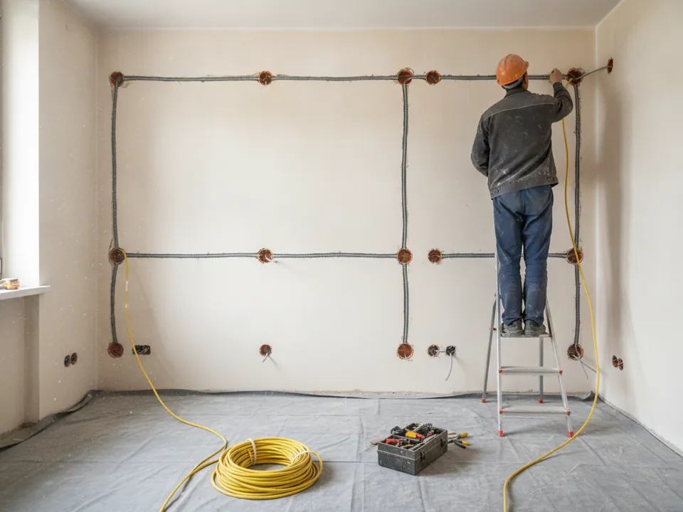 Appartement en rénovation : gaines, boîtiers et câbles neufs